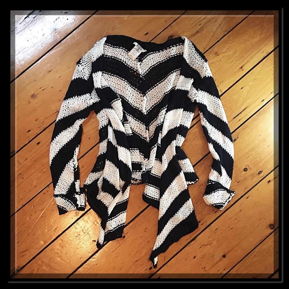 BB Dakota navy cotton linen striped knit cardigan - Picture 7 of 11